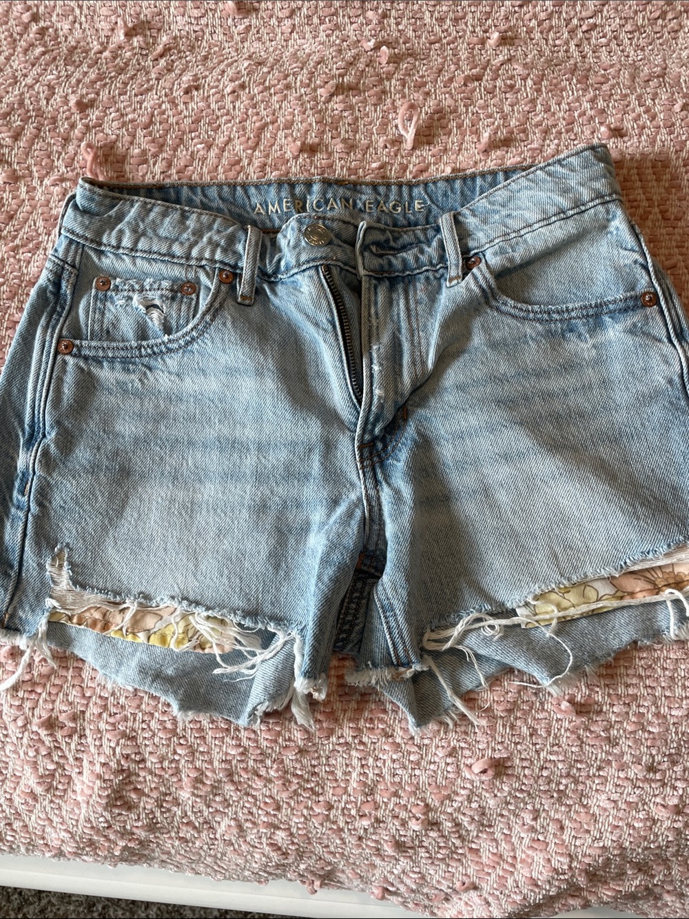 American Eagle Outfitters Light Blue Distressed Denim Cutoff Shorts
